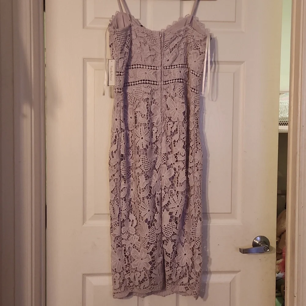 Lilac lavender open lace midi dress - Picture 6 of 7